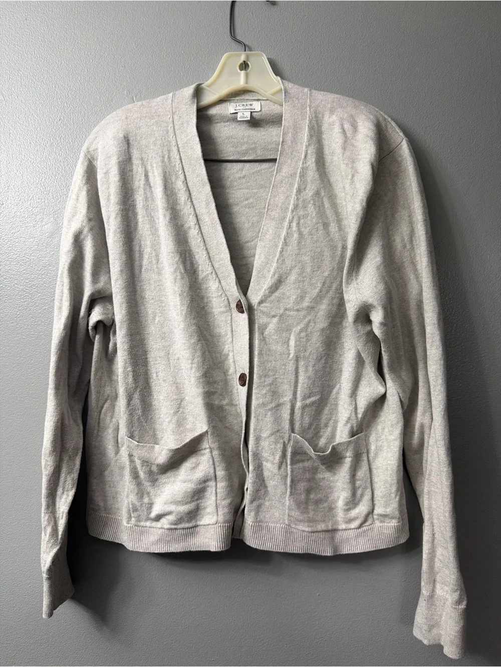 J. Crew Women's Light cresm V-Neck Cardigan Sweater